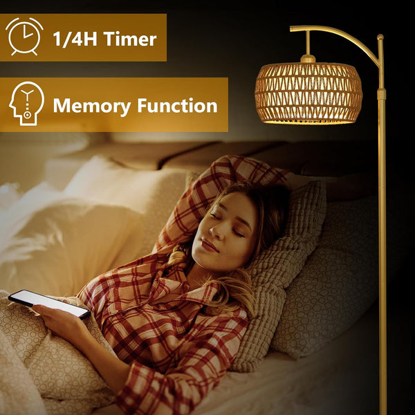 English Elm Arc Floor Lamp With Remote Control, Adjustable Height & Dimmable Led For Cozy Farmhouse Decor W2738P185404
