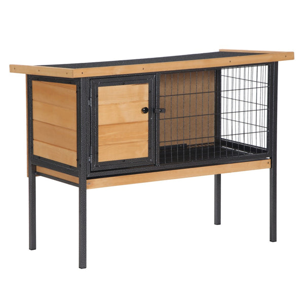 English Elm Pawhut Elevated Rabbit Hutch - Spacious, Weather-Resistant Wooden Cage With Easy-Clean Tray & Roof W2225P200526-GIGA