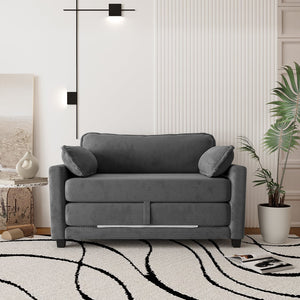 English Elm 2-in-1 Corduroy Loveseat Sleeper with Storage Converts for Living Room or Studio Grey W2715P409861