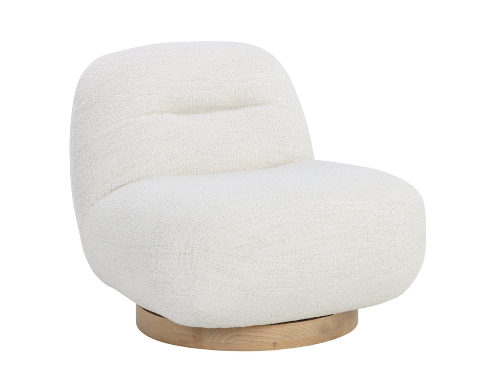 Sunpan Franze Swivel Lounge Chair - Stylish Comfort with Durable Performance Fabric and Blonde Ash Base Merino Pearl