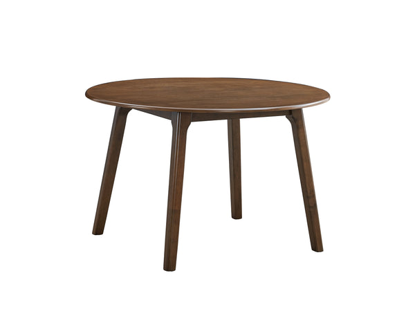 English Elm Keiki Walnut Finish Round Dining Table – Durable Rubber & Composite Wood, Fixed Top, Cozy Entertaining Charm B2726P246308