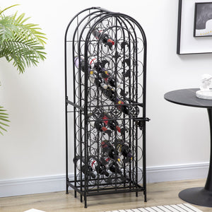 English Elm Homcom 45 Bottle Iron Wine Rack Cellar Cage Lockable Door Old World Bronze Finish W2225P217380