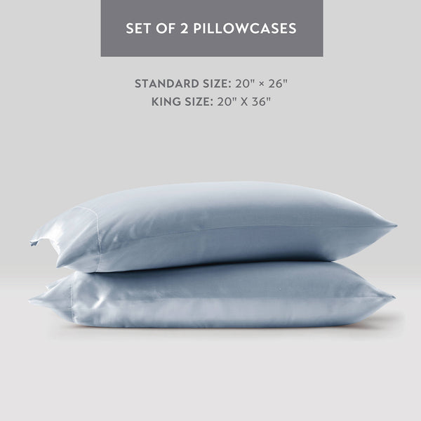 JLA Home Madison Park Essentials - Luxury Satin Pillowcases Set for Skin & Hair Protection, OEKO-TEX Softness, Wrinkle-Resistant Luxury Blue MPE21-1136