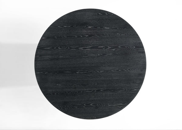 English Elm Jacopo Round Pedestal Dining Table Ebony Wood Grain Finish Seats Four Contemporary B2749S00212