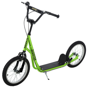 English Elm Aosom Youth Kick Scooter Steel Frame Inflatable Wheels Dual Brakes Adjustable Bar Green W2225P217074