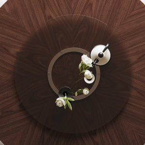English Elm 59-inch Solid Oak Live Edge Round Dining Table Wabi-sabi Style Seats 8 with Glass Lazy Susan W2700S00135