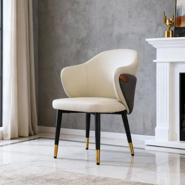 English Elm Modern Pu Leather Ergonomic Dining Chairs Mid Century Style Set of 2 for Home W2699P401049