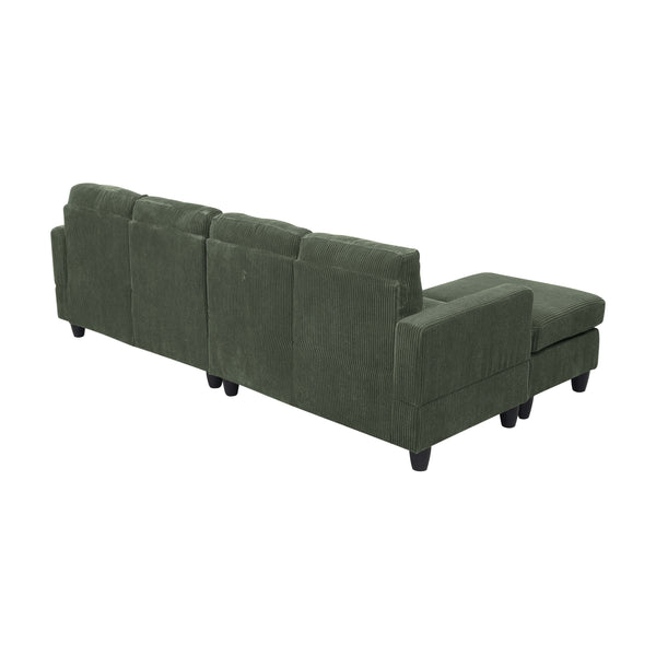English Elm Savannah Plush Corduroy Modular Sectional Sofa with Ottoman — Customizable Layouts & Padded Comfort Green B355S00009