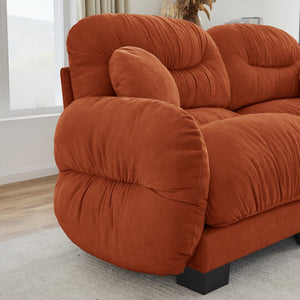English Elm Pleated Chenille U-shape Modular Sectional Sofa with Ottomans and Ergonomic Foam Cushions Orange W5656S00072