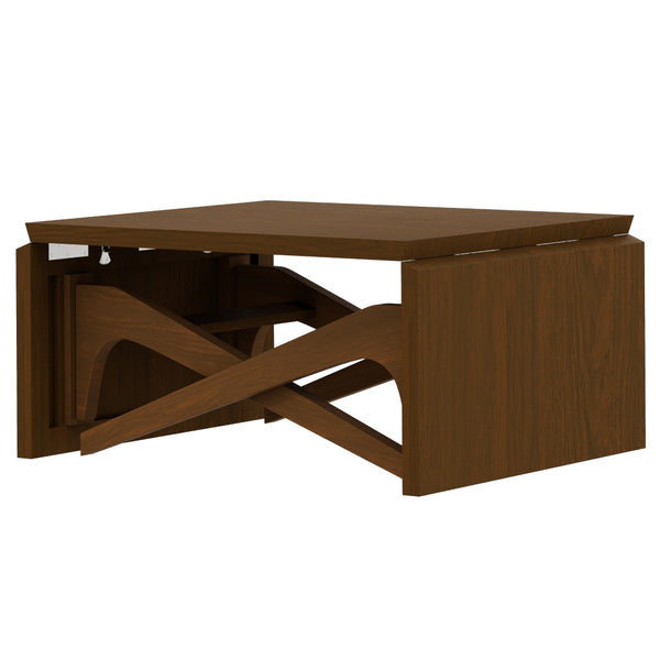 English Elm Transformer Solid Wood Convertible Table Adjustable Height Expandable Top for Small Spaces Walnut N735P406282D