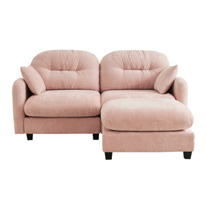 English Elm Cloud L-Shaped Sectional Couch With Ottoman, Soft Chenille Fabric, Tufted Backrest, Pink Comfort Sofa W714S01385