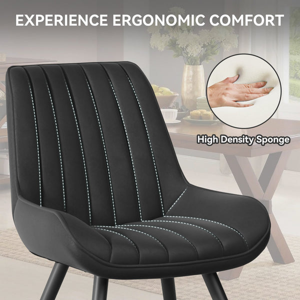 English Elm Modern Dining Chairs Set Of 2 - Stylish Upholstered Side Chairs With Thick Cushions & Metal Legs T3950P394355