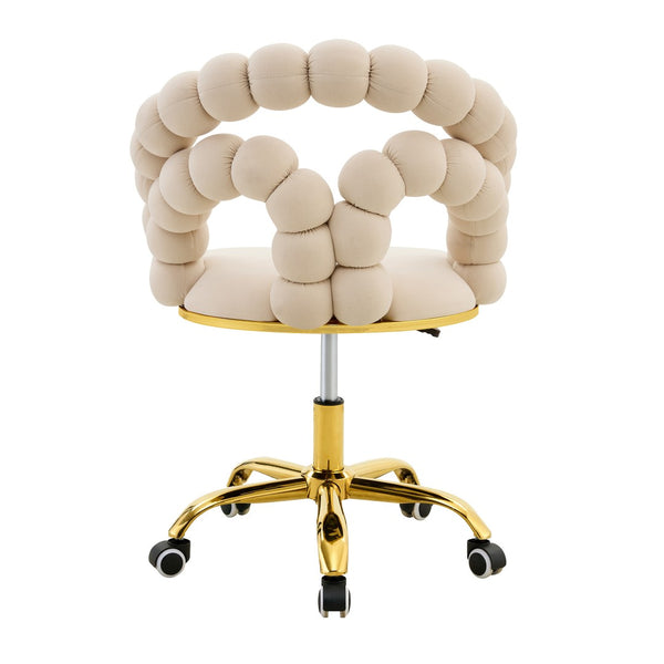 English Elm Set of Velvet Bubble Chair with Sculptural Linked Back and Rolling Caster Base for Office Beige,Gold W1512P491831