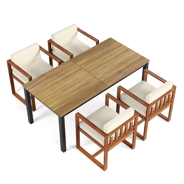 English Elm Christopher Knight Home® - Patio 5-Piece Dining Set With Teak-Finish Acacia Wood Table & Chairs For Stylish Outdoor Gatherings N779P195382B-2_64274.00