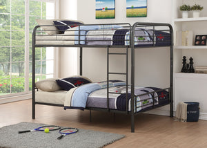English Elm Bristol Gunmetal Full/Full Bunk Bed with Convertible Split Function, Metal Slat System & Guardrail B2726S00489