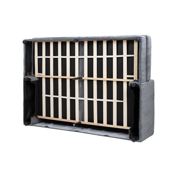 English Elm Jennifer Taylor Home - Goliath Oversized 86" Double Chaise Sofa Bed in Carbon Gray Corduroy — Plush Daybed, Deep Seats, Low-Profile Design B2719P318951