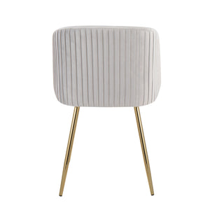 English Elm Fran Pleated Contemporary Chair Set Of 2 - Luxurious Silver Velvet & Gold Metal Legs For Dining Style B202P223529