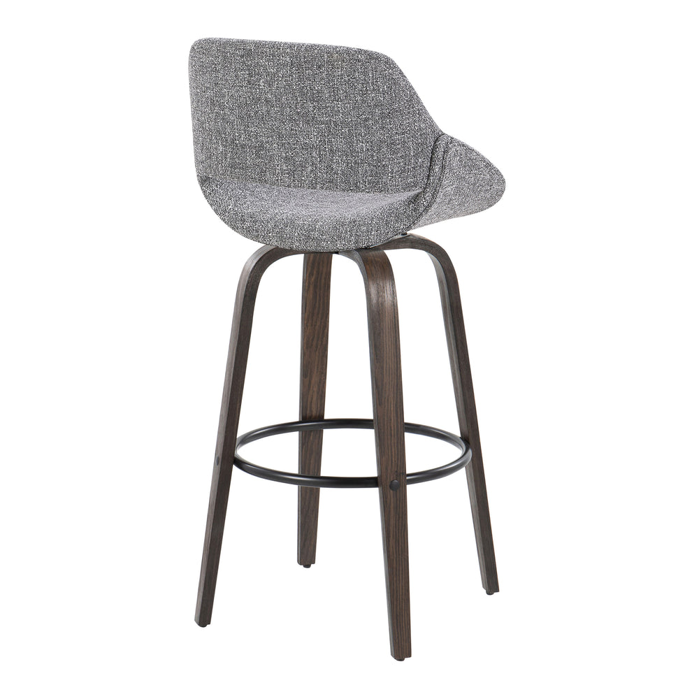 English Elm Fixed-height Swivel Barstools with Fabric Seat and Wood Legs for Kitchen Islands Set of 2 B202S01906