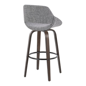 English Elm Fixed-height Swivel Barstools with Fabric Seat and Wood Legs for Kitchen Islands Set of 2 B202S01906