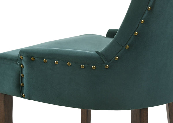English Elm Farren Green Velvet Side Chair Set of 2 with Tufted Back, Nailhead Trim & Weathered Oak Legs B2726P264606