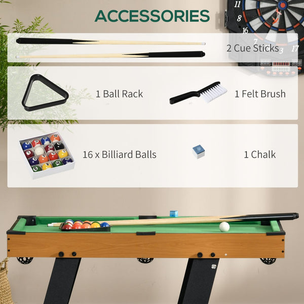 English Elm Soozier Foldable Billiards Table Set with Felt Surface Cues Balls for Game Room W2225P200671
