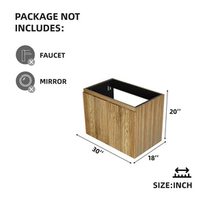 English Elm 30inch Floating Bathroom Vanity Wall Mounted Cabinet with Drawer Storage No Basin Dark Yellow W3520P391031