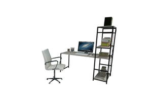 English Elm Furnish Modern Black Metal Frame Desk With Oak Top & 2 Shelves - Ideal For Home Office & Gaming B02964521