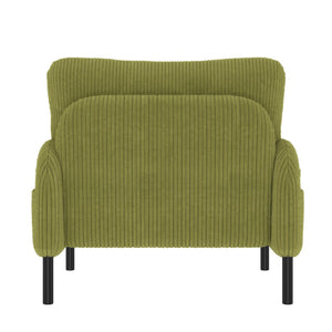 English Elm UNITED Corduroy Accent Chair with Ergonomic Curve, High-Density Foam Seat & Dual Side Pockets for Cozy Living Spaces Olive Green W1568P307261