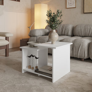 English Elm Sedalia Sleek White Coffee Table with Dual Storage Compartments, Engineered Wood, Modern Durable Design B092P269935