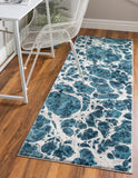 Unique Loom Oasis Breeze Machine Made Abstract Rug Blue, Navy Blue/Ivory 2' 0" x 12' 0"
