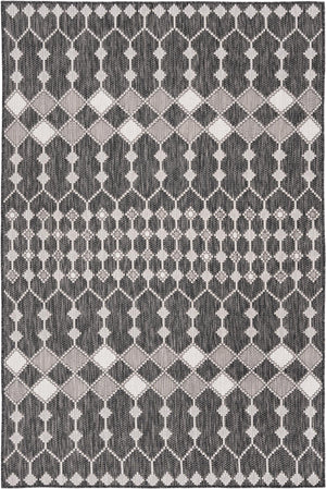 Unique Loom Outdoor Trellis Traliccio Machine Made Trellis Rug Charcoal, Ivory/Gray 5' 3" x 7' 10"