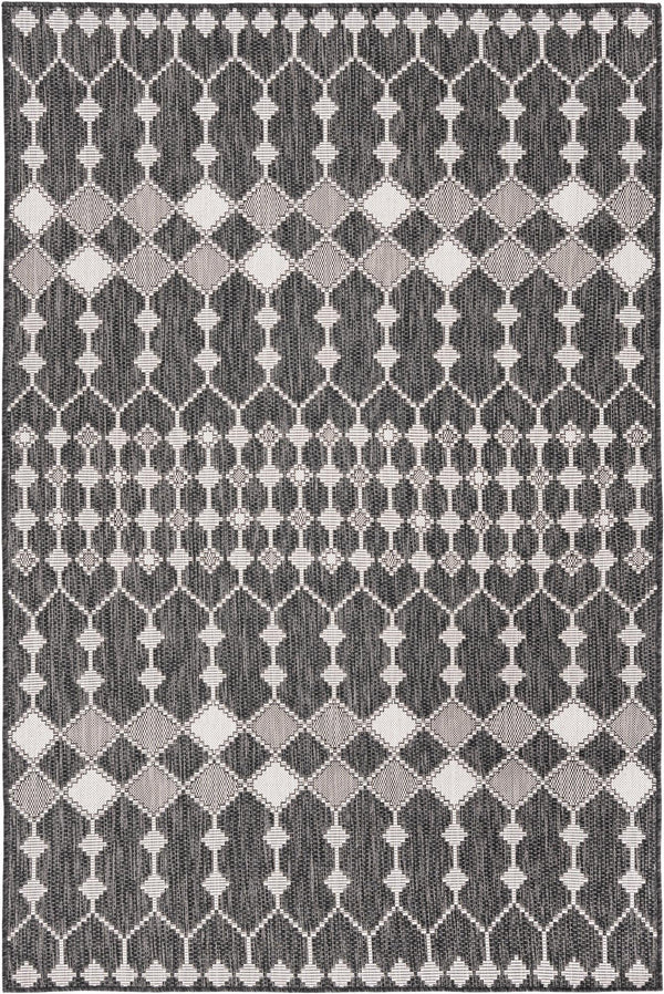 Unique Loom Outdoor Trellis Traliccio Machine Made Trellis Rug Charcoal, Ivory/Gray 5' 3" x 7' 10"