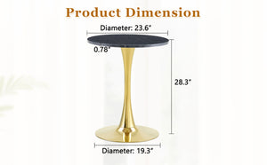 English Elm Round Faux Marble Tulip Dining Table Mid Century Pedestal Base for Compact Kitchens Gold,Grey W2920P395718