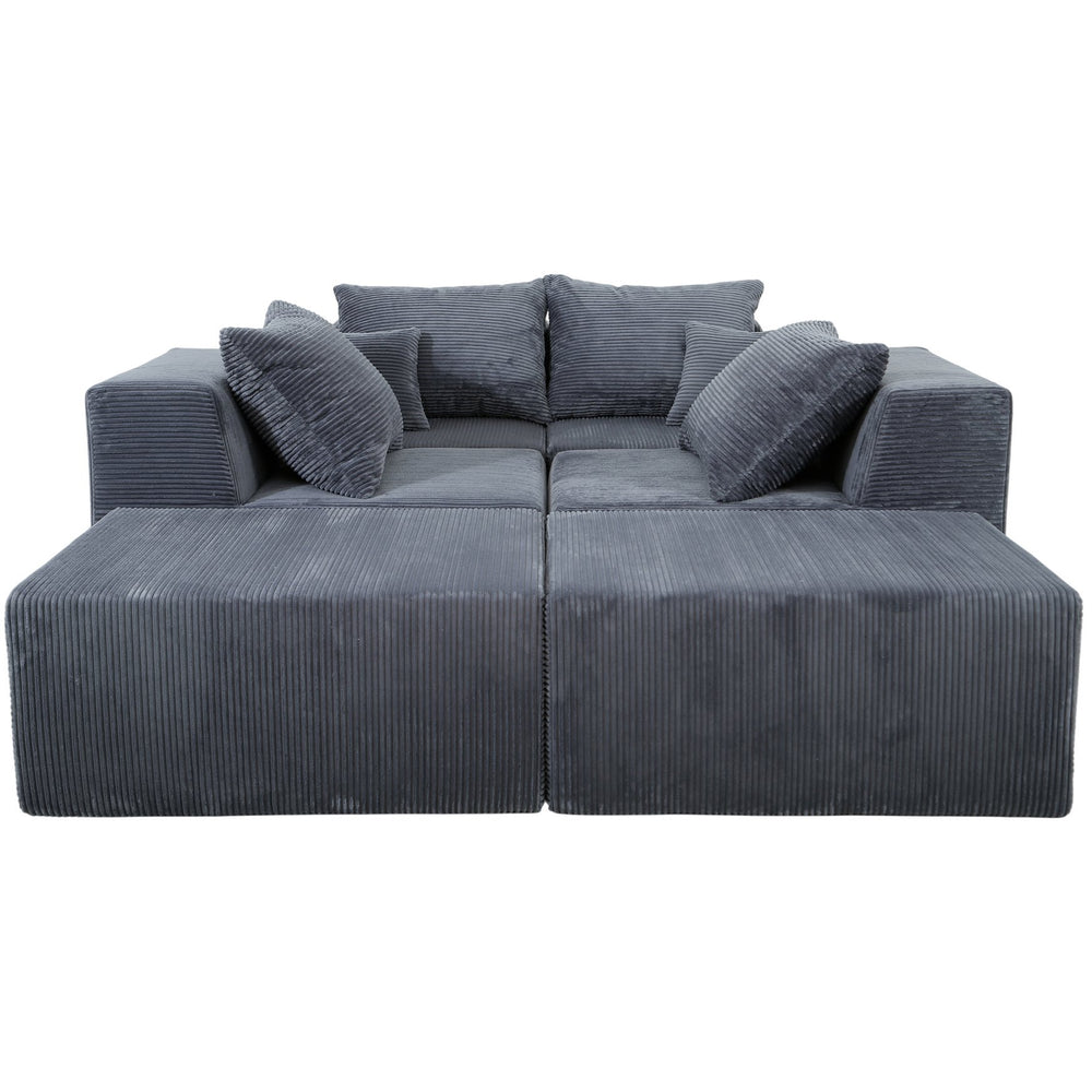 English Elm 6-Piece Modular U-Shaped Sectional Sofa with Chaise Convertible Corduroy Comfort and Secure Base Gray W3163S00039