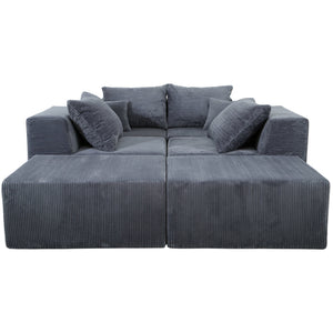 English Elm 6-Piece Modular U-Shaped Sectional Sofa with Chaise Convertible Corduroy Comfort and Secure Base Gray W3163S00039