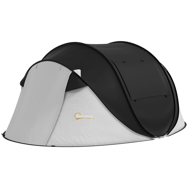 English Elm Outsunny Instant Pop up Camping Tent with Porch Vestibule Waterproof 3 Person Dome Black W2225P200772