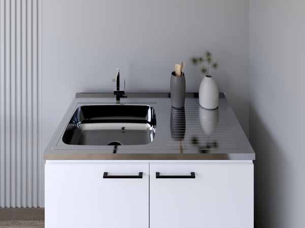 English Elm Utility Sink Cabinet Stainless Steel Basin Freestanding Farmhouse Storage Unit B092S00151