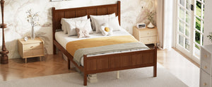 English Elm Twin Platform Bed Vertical Slat Headboard Farmhouse Shaker Wood Grain Finish Bedroom Dark Walnut N733P422479P