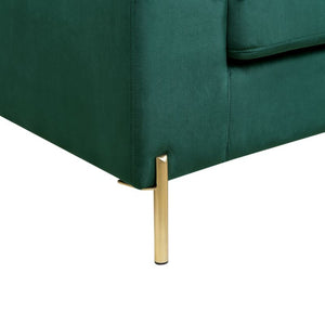 English Elm Coastal Tufted Velvet L-shaped Sectional Sofa with Brass Gold Legs Mid-century Glam Green B2730S00018
