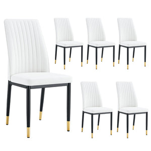 English Elm Modern High Back Pu Leather Dining Chairs with Chrome Legs for Kitchen Nook W3493P421598