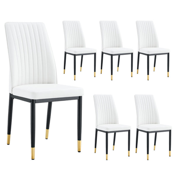 English Elm Modern High Back Pu Leather Dining Chairs with Chrome Legs for Kitchen Nook W3493P421598