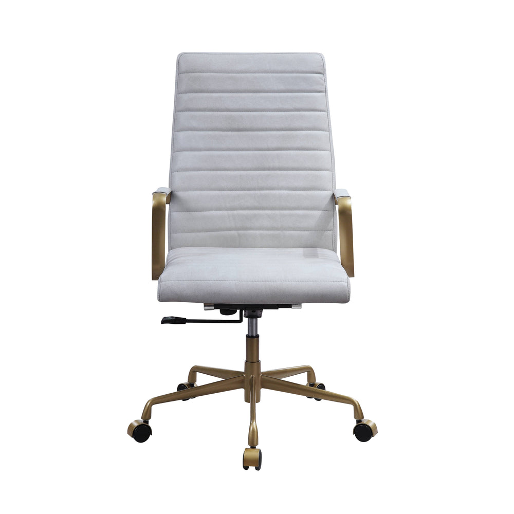 English Elm Duralo Vintage Off White Top Grain Leather Office Chair – 360° Swivel, Adjustable Height, Cushioned Comfort B2726P346935