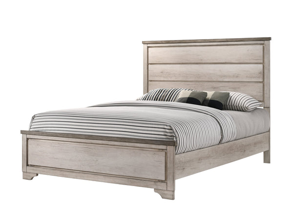 English Elm 1Pc Queen Distressed Brown Cottage Panel Bed - Coastal Charm Meets Rustic Elegance For Your Bedroom B2741S00395