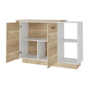 English Elm Worland,kitchen Island with Open Shelving and Wenge Finish for Modern Prep Spaces B128S00205