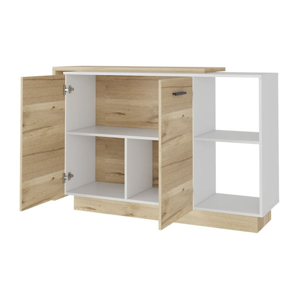 English Elm Worland,kitchen Island with Open Shelving and Wenge Finish for Modern Prep Spaces B128S00205