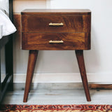 English Elm Solid Wood Chestnut T-Bar Nordic Nightstand