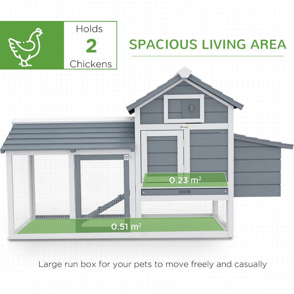 English Elm Pawhut Solid Fir Backyard Chicken Coop with Nesting Box Run and Sliding Tray White W2225P229286