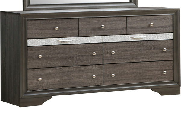 English Elm Madrid 6-Drawer Chest with Felt-Lined Full-Extension Drawers, Modern Laminate Wood Grain Finish Gray 43 L x 66 W x 20 H B078P285997