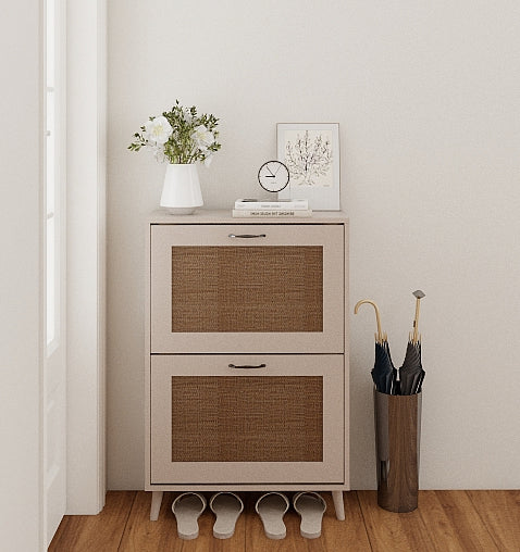 English Elm 2-Tier Shoe Rack Antique Grey - Stable Engineered Wood Entryway Organizer, Open Design Holds 12 Pairs, Space-Saving Durable Storage Solution W2139P306372