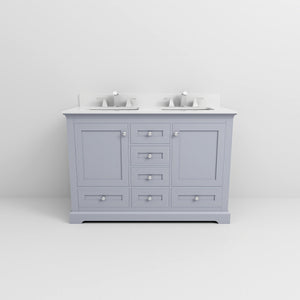 English Elm Dark Grey Double Bath Vanity With Cultured Marble Top, Faucet Set, & Ample Storage Solutions B2731P258331